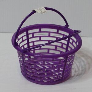 Oriental Trading Bright Purple Round Plastic Easter Basket Brand NEW